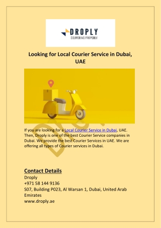 Looking for Local Courier Service in Dubai, UAE