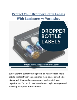 Protect Your Dropper Bottle Labels With Laminates vs Varnishes