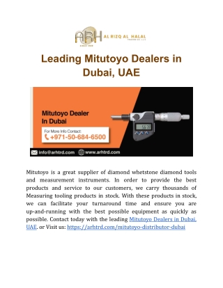 Leading Mitutoyo Dealers in Dubai, UAE