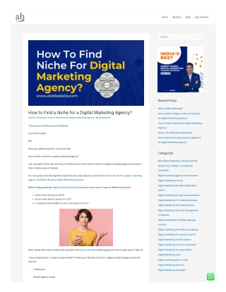 How to Find a Niche for a Digital Marketing Agency?