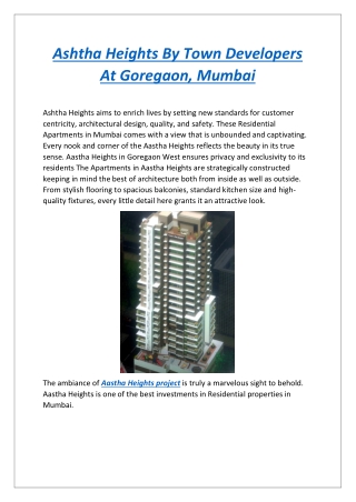 Ashtha Heights By Town Developers At Goregaon, Mumbai - Dwello