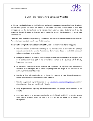 Must Have Features for E-Commerce Websites