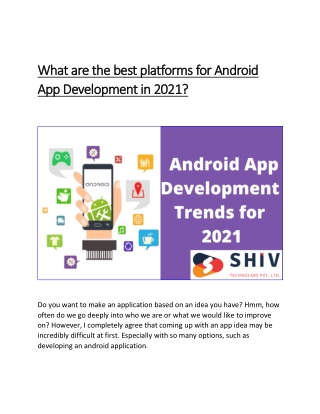 What are the best platforms for Android app development in 2021