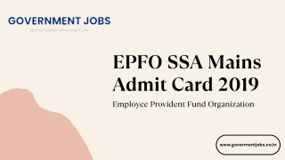 EPFO SSA Mains Admit Card 2019
