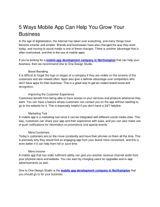 5 Ways Mobile App Can Help You Grow Your Business