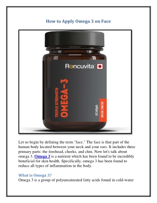 How to Apply Omega 3 On Face
