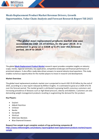 Meals Replacement Product Market