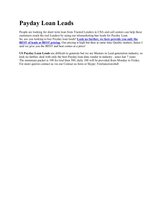 Payday Loan Leads