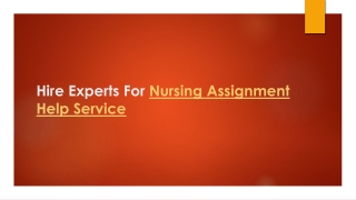 Hire Experts For Nursing Assignment Help Service - LiveWebTutors