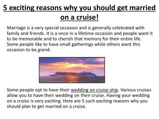 5 exciting reasons why you should get married on a cruise