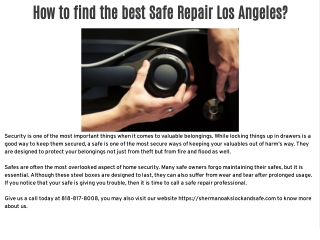 How to find the best Safe Repair Los Angeles?