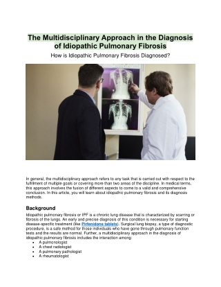 The Multidisciplinary Approach in the Diagnosis of Idiopathic Pulmonary Fibrosis