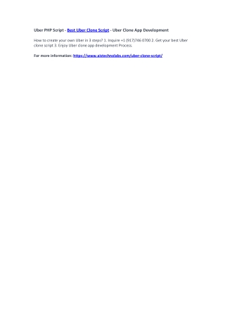 Uber PHP Script - Best Uber Clone Script - Uber Clone App Development