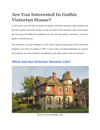 Are You Interested In Gothic Victorian House?