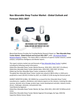 Global Non-Wearable Sleep Tracker Market Research Report 2021-2027