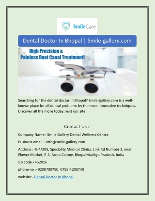Dental Doctor In Bhopal | Smile-gallery.com