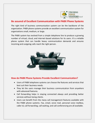 How do PABX Phone Systems Provide Excellent Communication?