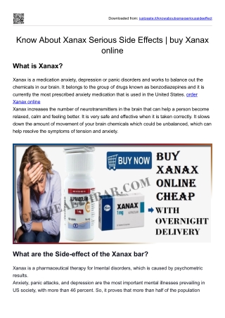 Know About Xanax Serious Side Effects  buy Xanax online