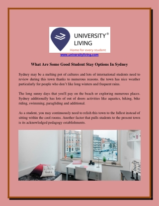 What Are Some Good Student Stay Options In Sydney