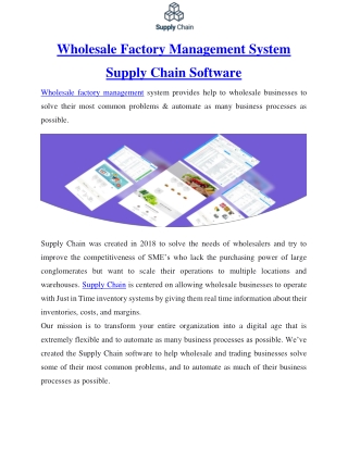 Wholesale Factory Management System