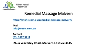 Remedial Massage Malvern