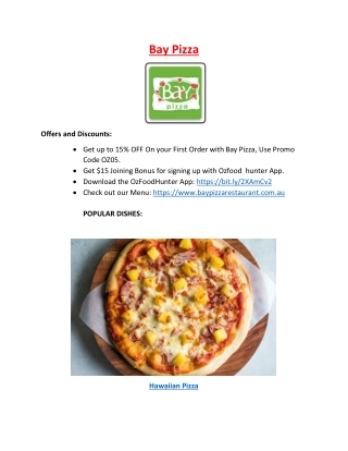 15% off - Bay Pizza Restaurant North Sydney takeaway, NSW