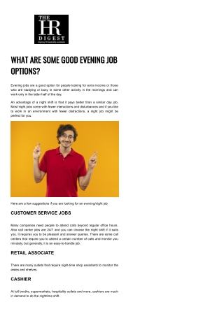 How Could I Find a Part-Time Evening Job?