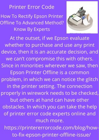 How To Rectify Epson Printer Offline To Advanced Method Know By Experts