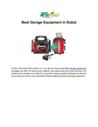 Best Garage Equipment in Dubai