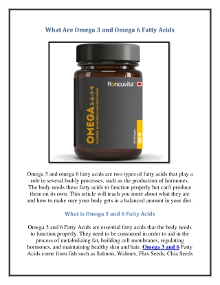 What Are Omega 3 And Omega 6 Fatty Acids