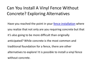Can You Install A Vinyl Fence Without Concrete?