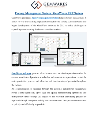 Factory Management System Thailand | GemWares ERP System
