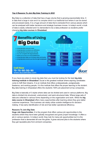 Top 4 Reasons To Join Big Data Training In 2022