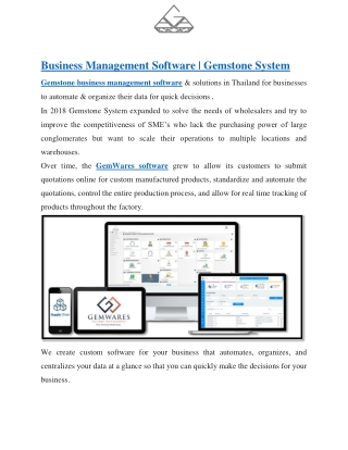Gemstone Business Management Software | Gemstone System