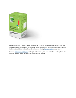 Abiraterone tablet price