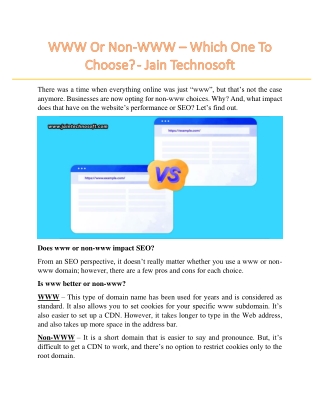 WWW Or Non-WWW – Which One To Choose? - Jain Technosoft