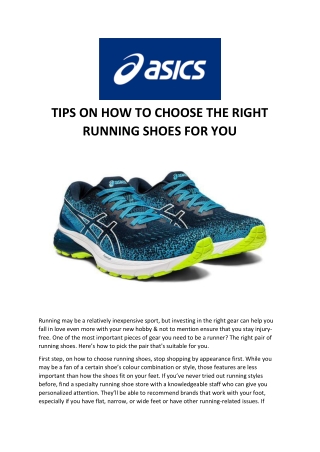 TIPS ON HOW TO CHOOSE THE RIGHT RUNNING SHOES FOR YOU