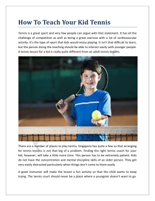 How To Teach Your Kid Tennis