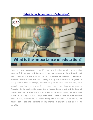 What is the importance of education