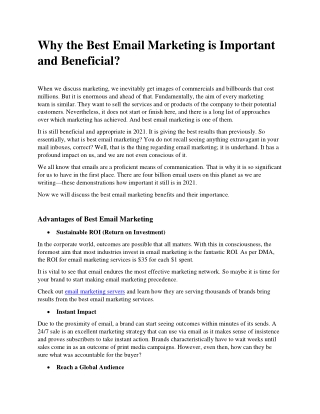 Why the Best Email Marketing is Important and Beneficial