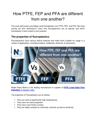 Noble Glass Works - How PTFE, FEP and PFA are different from one another