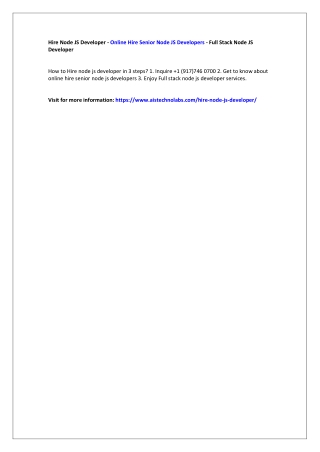 Hire Node JS Developer - Online Hire Senior Node JS Developers
