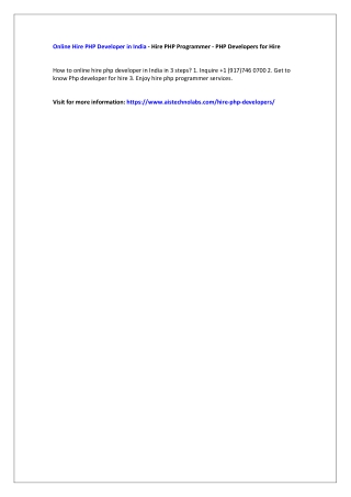 Online Hire PHP Developer in India -Hire PHP Programmer- PHP Developers for Hire