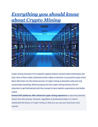 Everything you should know about Crypto Mining