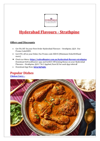 5% Off - Hyderabad Flavours Indian Restaurant Menu Strathpine, QLD