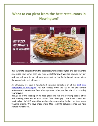 Want to eat pizza from the best restaurants in Newington