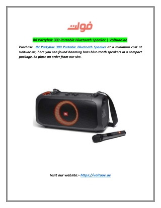 Jbl Partybox 300 Portable Bluetooth Speaker | Voltuae.ae