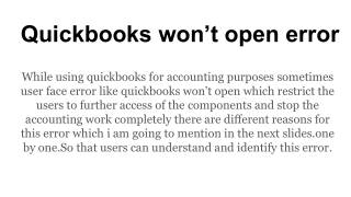 Quickbooks won’t open error
