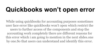 Quickbooks won’t open error