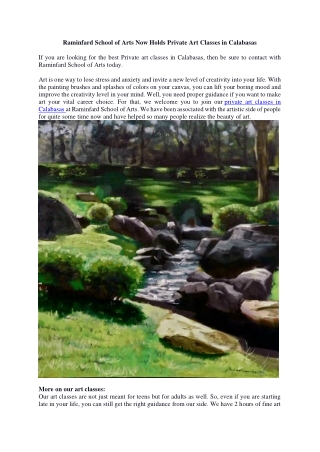 Raminfard School of Arts Now Holds Private Art Classes in Calabasas